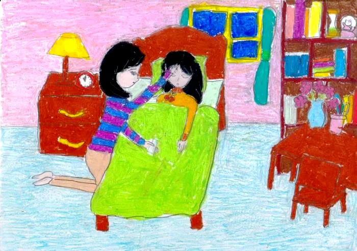 vẽ tranh đề tài mẹ của em đơn giản
