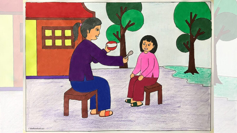 Vẽ tranh mẹ cho con ăn