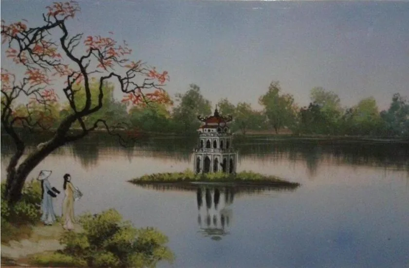 vẽ tranh phong cảnh hồ gươm