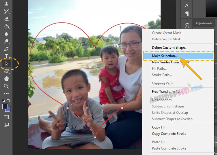 chọn make selection cho khung hình