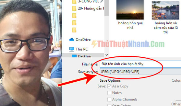 đặt tên và chọn định dạng file ảnh