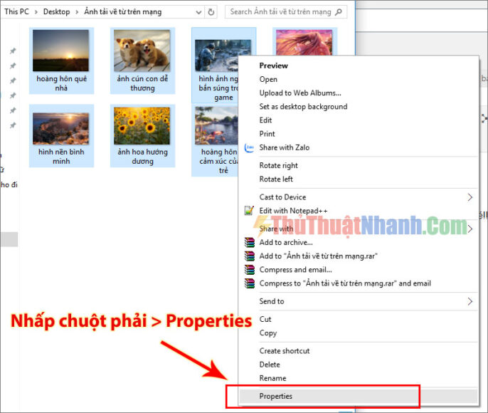 nhấp chuột phải chọn Properties ảnh