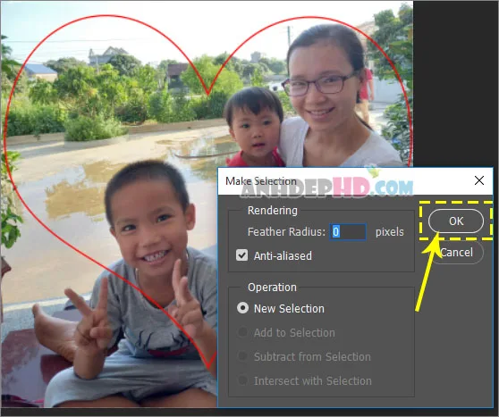 thiết lập hộp thoại Make Selection trong pts