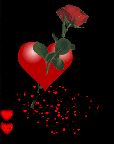 ảnh động tình yêu về trái tim và bông hồng