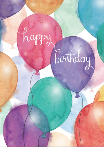 ảnh lời chúc sinh nhật được viết trên bóng bay nhiều màu