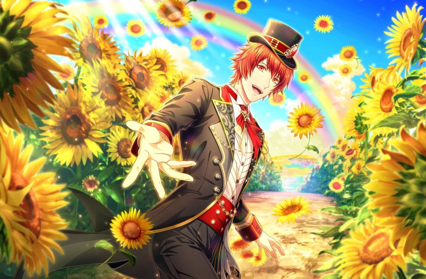 Hình ảnh anime boy trên cánh đồng hoa hướng dương