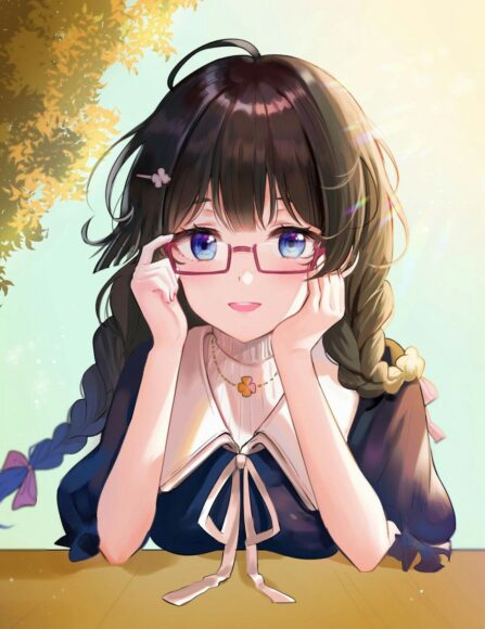 Hình ảnh anime girl đeo kính dịu dàng