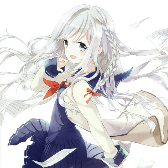 Hình ảnh anime girl nữ sinh tóc bạch kim