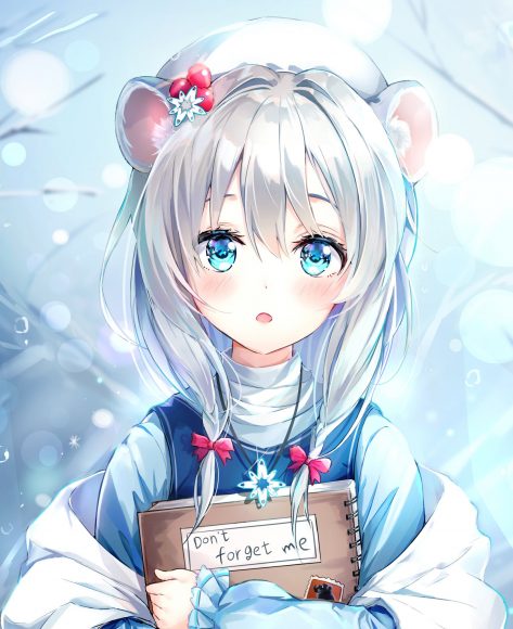 Hình ảnh anime girl tóc bạch kim cute xinh xắn