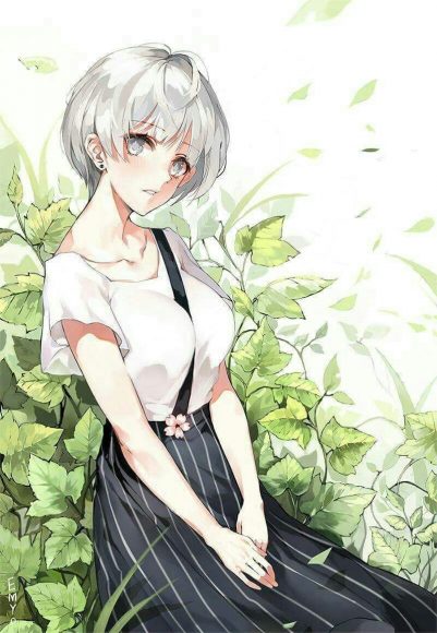 Hình ảnh anime girl tóc ngắn bạch kim