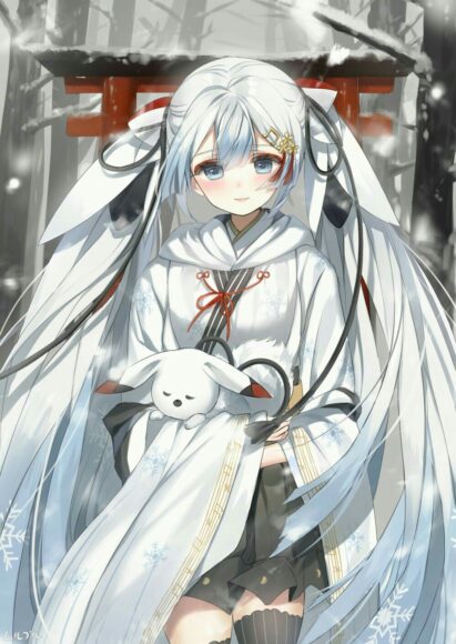 Hình ảnh anime girl tóc trắng duyên dáng thu hút