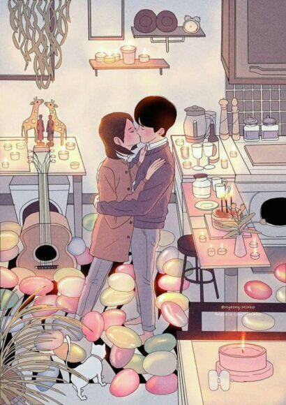 Hình ảnh anime hàn quốc cặp đôi lãng mạn