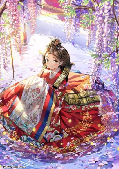 Hình ảnh anime hàn quốc hanbok đẹp nhiều màu