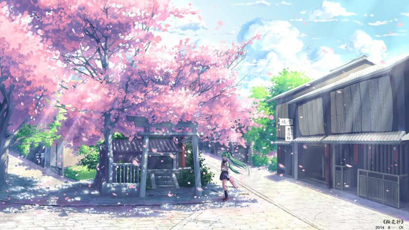 HÌnh ảnh anime phong cảnh hoa anh đào đẹp