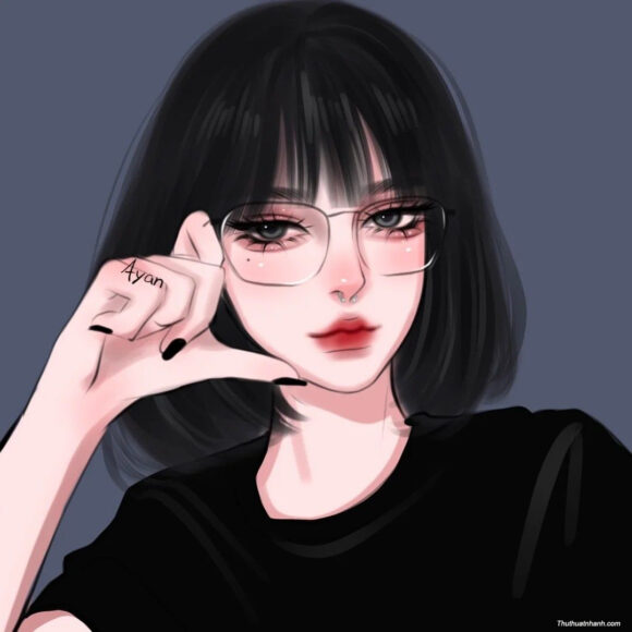 Avatar cô nàng tóc ngắn đeo kính