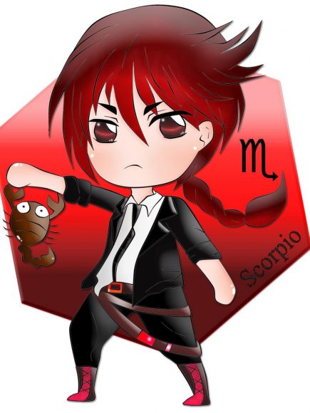 Hình ảnh cung Bọ Cạp chibi nam tóc đỏ