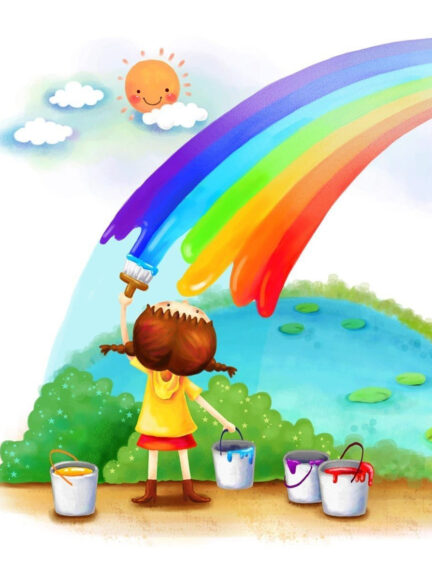 Hình cầu vồng vẽ bởi cô bé