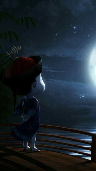 hình nền cương tiểu ngư ngắm trăng