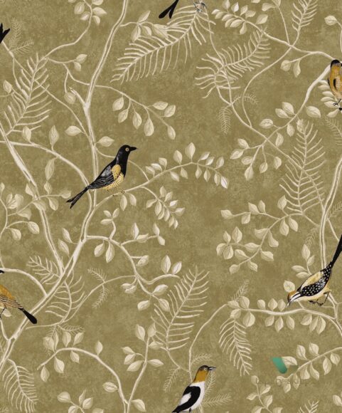 Hình ảnh chim họa mi trong họa tiết vải