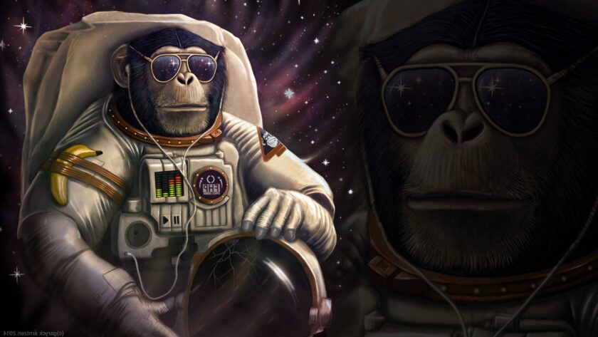 hình ảnh con khỉ làm phi hành gia vũ trụ