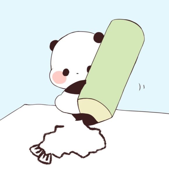 hình ảnh gấu trúc chibi đang học vẽ