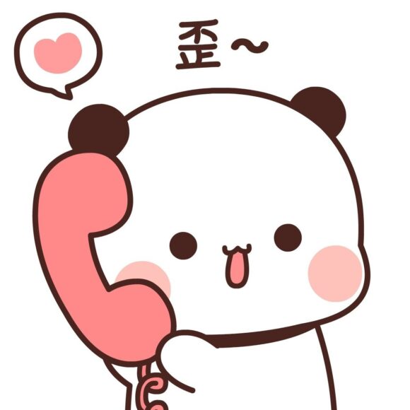 hình ảnh gấu trúc chibi đang nghe điện thoại