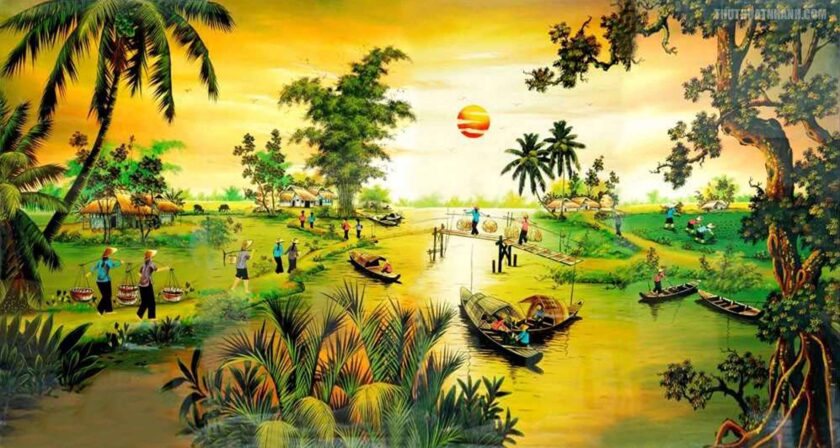 hình ảnh làng quê việt nam trong tranh vẽ
