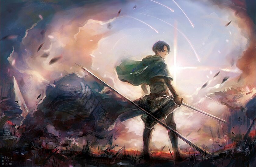 hình ảnh người anh hùng Levi uy dũng trong Attack On Titan