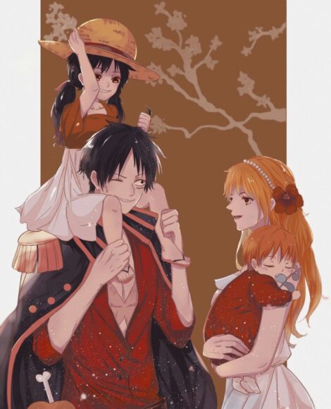 Hình ảnh one piece gia đình nhà mũ rơm