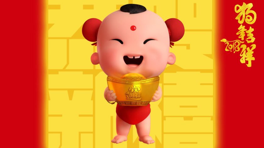 hình nền cậu bé thần tài bưng vàng