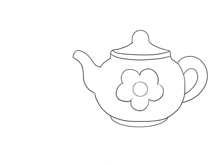 Tô màu đồ dùng gia đình với ấm trà