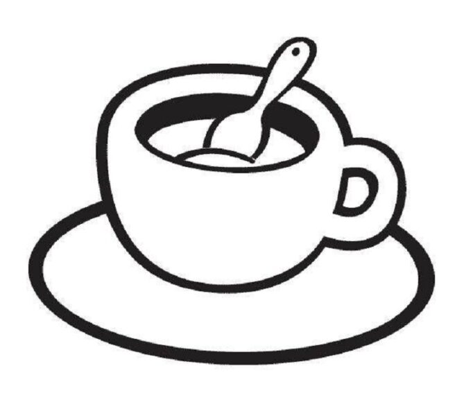 Tô màu đồ dùng gia đình với tách cà phê