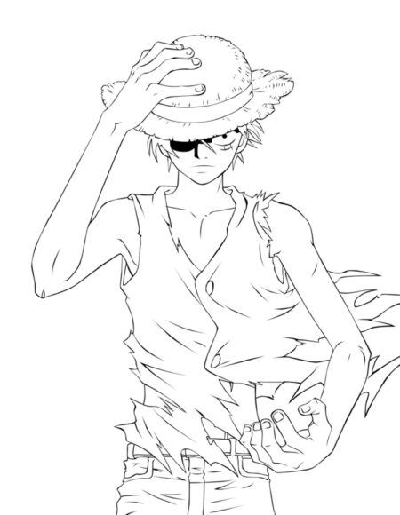 Tranh tô màu One Piece Luffy tức giận