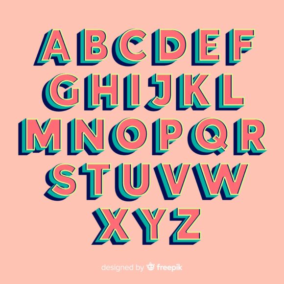 hình ảnh bảng chữ cái tiếng anh tone retro đơn giản