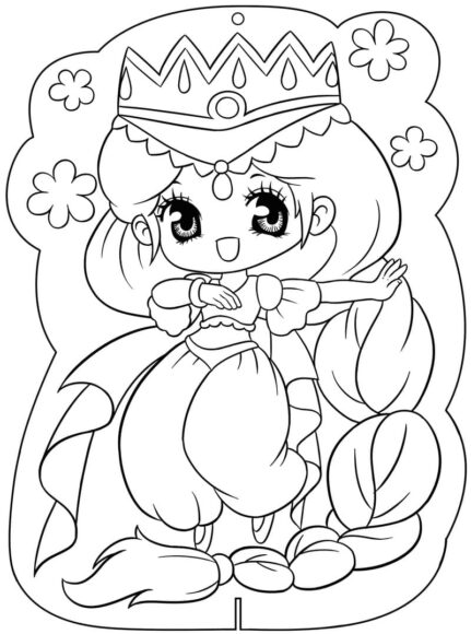 Hình vẽ công chúa chibi dễ thương cho bé gái 7 tuổi tập tô