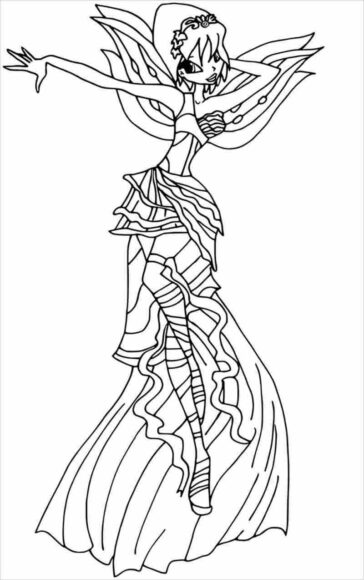 Hình vẽ đen trắng công chúa Winx