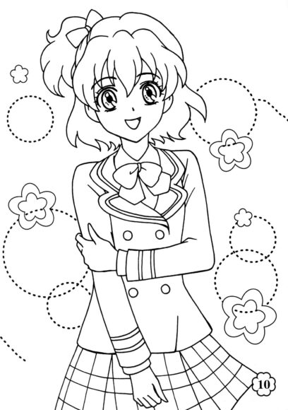 Tranh tô màu anime và những bông hoa