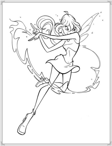 Tranh tô màu công chúa Winx đang dùng phép thuật