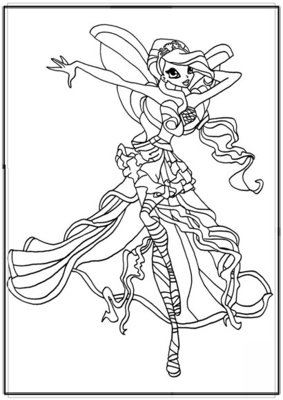 Tranh tô màu công chúa Winx với sức mạnh ngọn lửa rồng thiêng