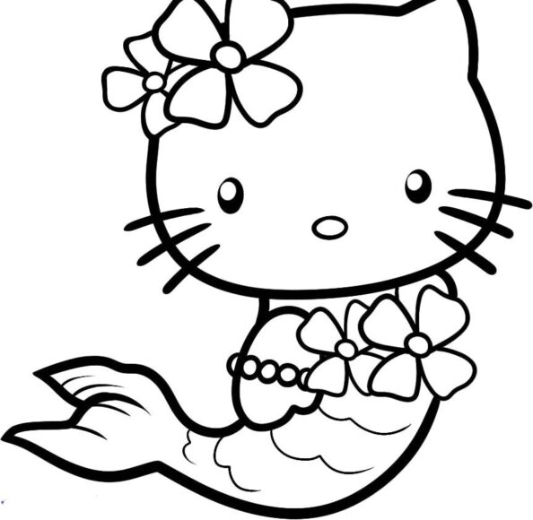 Tranh tô màu Hello Kitty có chiếc đuôi cá