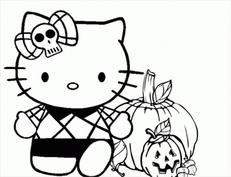 Tranh tô màu Hello Kitty trong ngày lễ Halloween
