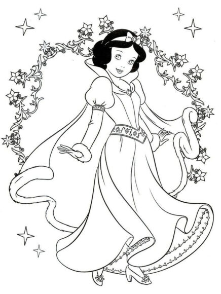 Tranh tô màu nàng Bạch Tuyết dành cho bé gái 7 tuổi tập tô