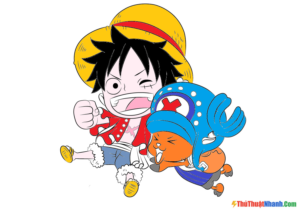 Tranh tô màu One Piece thuyền trưởng mũ rơm cho bé