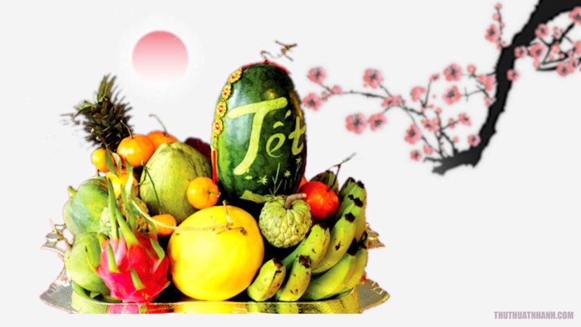 ảnh mâm ngũ quả trưng bày trang trí