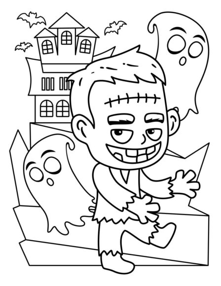 Ảnh vẽ Halloween cho bé tập tô