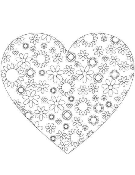 Ảnh vẽ hình trái tim được tạo lên từ những bông hoa