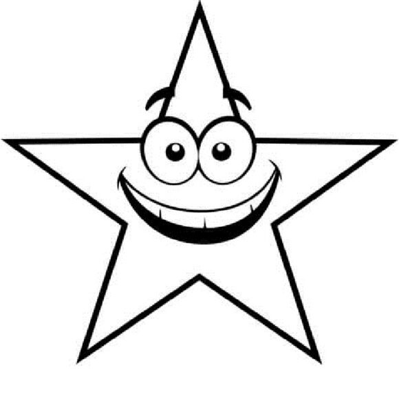 Hình vẽ đen trắng ngôi sao cho bé tô màu