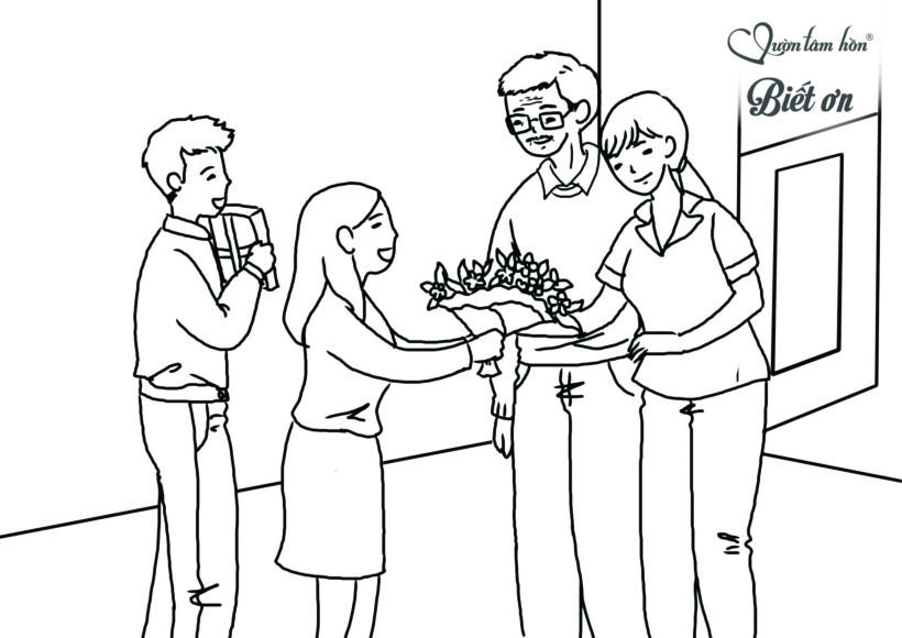 Tranh tô màu cho bé về chủ đề cô giáo và học sinh