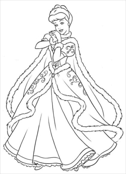 Tranh tô màu công chúa lọ lem xinh đẹp