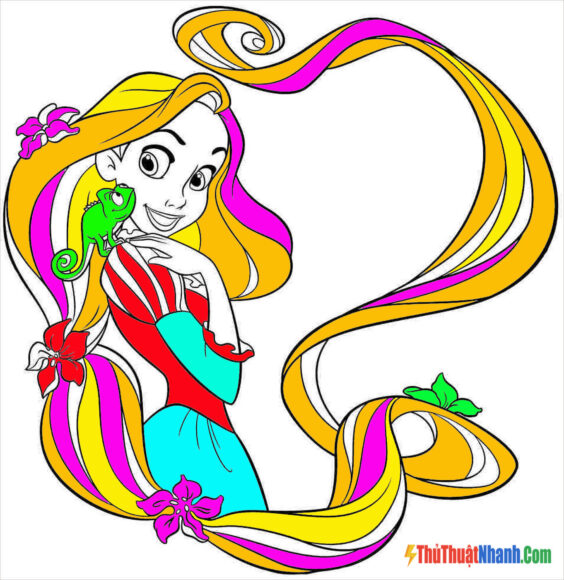Tranh tô màu công chúa tóc mây